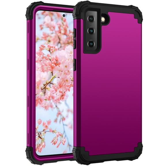 For Samsung Galaxy S21 FE Case, Dual Layer Slim Heavy Duty Hybrid Rugged Shockproof Anti-Scratch Protective Back Phone Cover