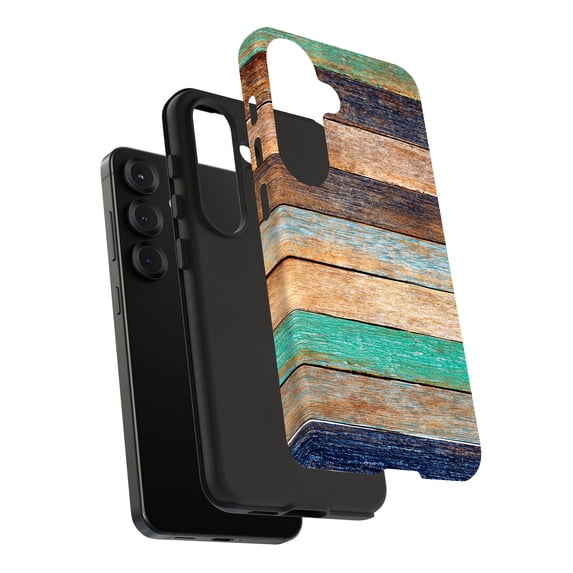 For Samsung Galaxy S21 FE, Dual-Layer, Wood 5 Print, USA