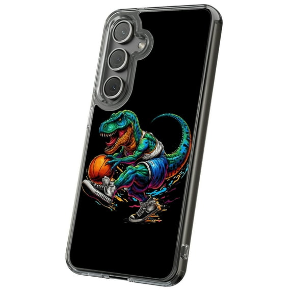 For Samsung Galaxy S21, Hybrid Clear, Dino Basketball Print, USA