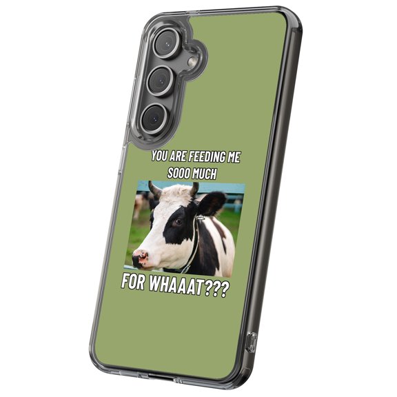 For Samsung Galaxy S21, Hybrid Clear, Funny Meme Cow Print, USA