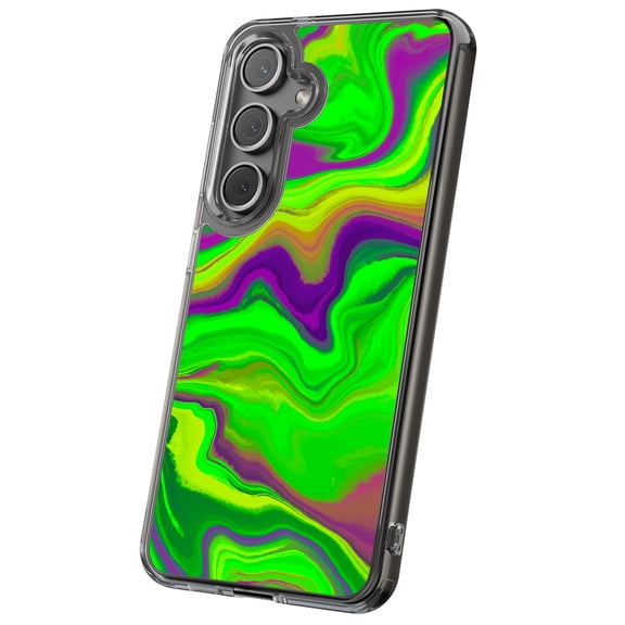 For Samsung Galaxy S21, Hybrid Clear, Opal Marble 9 Print, USA