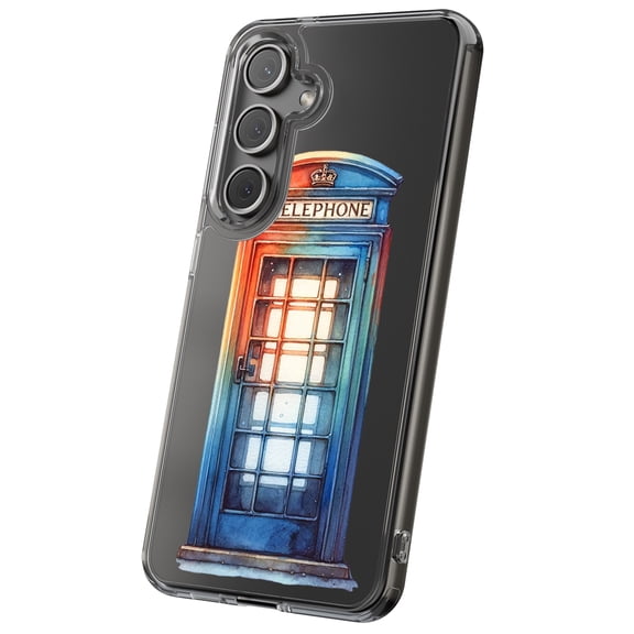 For Samsung Galaxy S21, Hybrid Clear, Phone Booth 2 Print, USA
