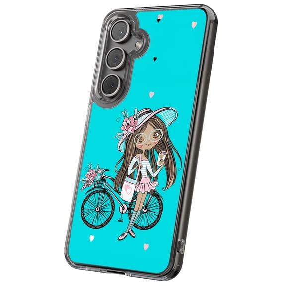 For Samsung Galaxy S21, Hybrid Clear, Teen Bicycle 2 Print, USA