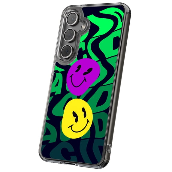 For Samsung Galaxy S21 Plus, Hybrid Clear, Acid Smile Face Print, USA