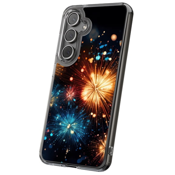 For Samsung Galaxy S21 Plus, Hybrid Clear, Fireworks Spectacle Print, USA