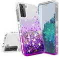 thumbnail image 1 of For Samsung Galaxy S21 Plus/S21+ Case w/ TPU Screen Protector Liquid Quicksand Glitter Cute Bling Girls Women [Shock Proof] for Galaxy S21 Plus/S21+ - Clear/Purple, 1 of 5