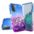thumbnail image 1 of For Samsung Galaxy S21 Plus/S21+ Case w/ TPU Screen Protector Liquid Quicksand Glitter Cute Bling Girls Women [Shock Proof] for Galaxy S21 Plus/S21+ - Purple/Blue, 1 of 5