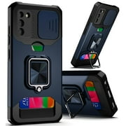 For Samsung Galaxy S21/S30 6.3inch Multi-Functional Card Magnetic Ring Stand Hybrid Camera Case Cover - Blue