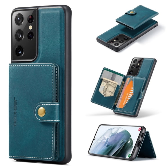 For Samsung Galaxy S21 Ultra 5G JEEHOOD Retro Magnetic Detachable Protective Case with Wallet & &