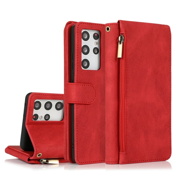 For Samsung Galaxy S21 Ultra 5G Skin-feel Crazy Horse Texture Zipper Wallet Bag Horizontal Flip &