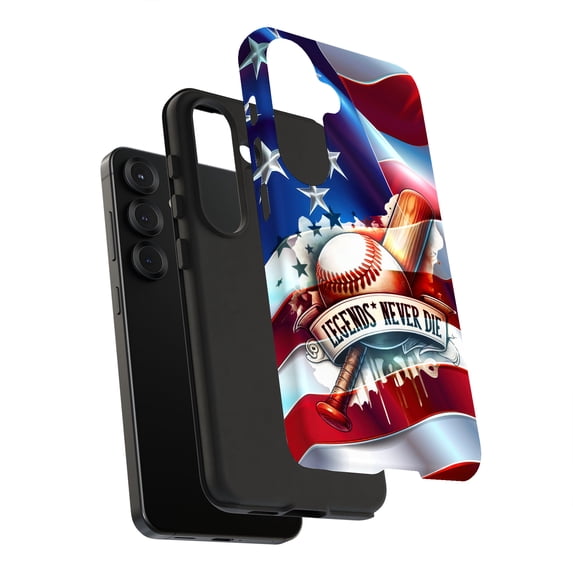 For Samsung Galaxy S21 Ultra, Dual-Layer, Baseball Legend Print, USA