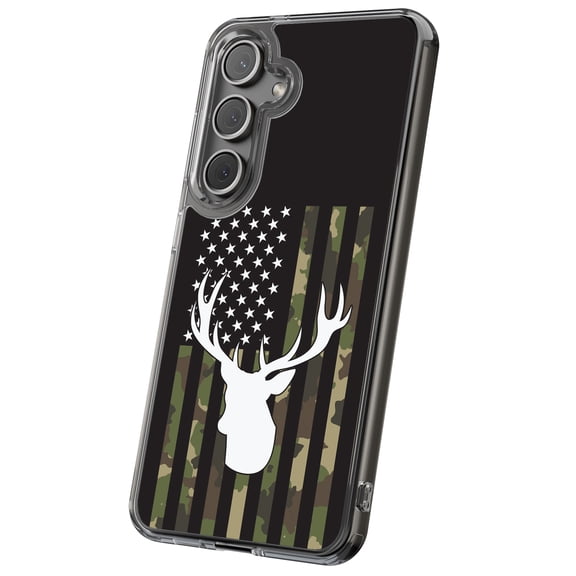 For Samsung Galaxy S21 Ultra, Hybrid Clear, USA Flag Deer 2 Print, USA
