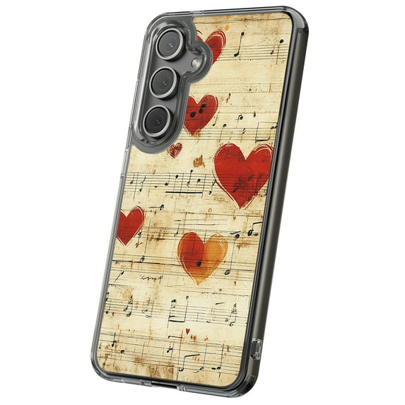 For Samsung Galaxy S21 Ultra, Hybrid Clear, Valentine Music Print, USA
