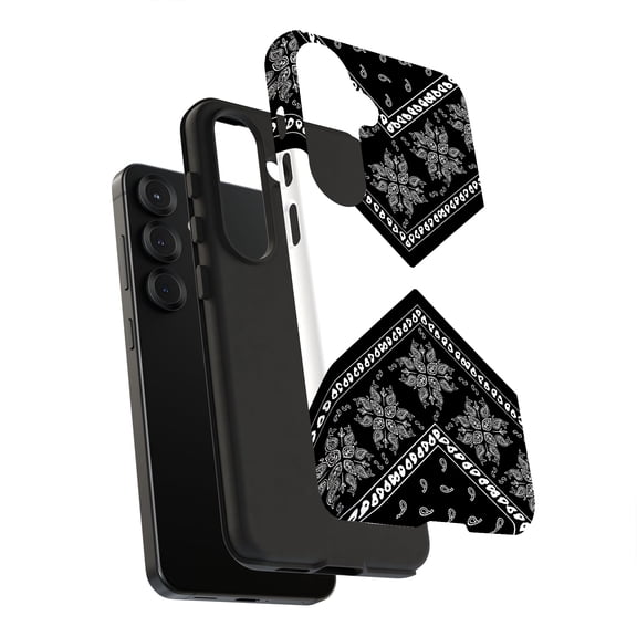 For Samsung Galaxy S22, Dual-Layer, Black Bandana 1 Print, USA