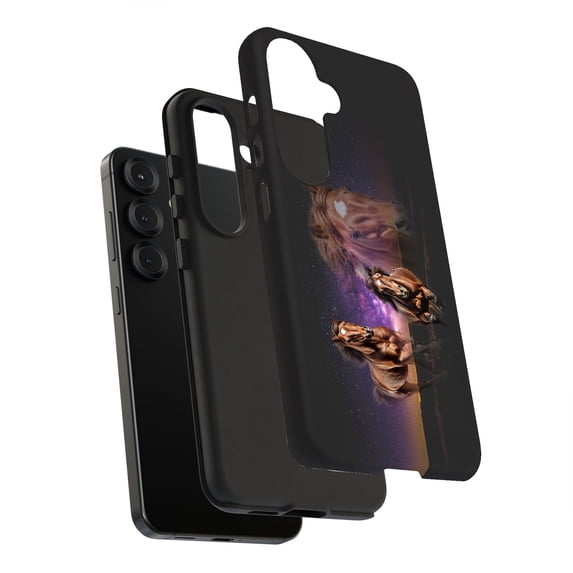 For Samsung Galaxy S22, Dual-Layers Rugged Case, Wild Horse 2 Print ...