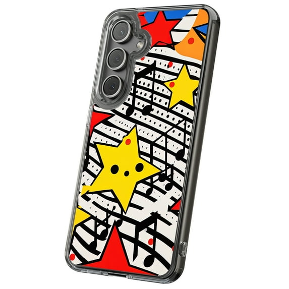 For Samsung Galaxy S22, Hybrid Clear, Pop Art Music Print, USA