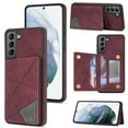 thumbnail image 1 of For Samsung Galaxy S22 Phone Case Card Slots Metal Buttons Convenient Kickstand Synthetic Leather Lightweight Plain Slim  Shockproof Anti-Fingerprint Phone Cover for Women or Men,Winered, 1 of 11