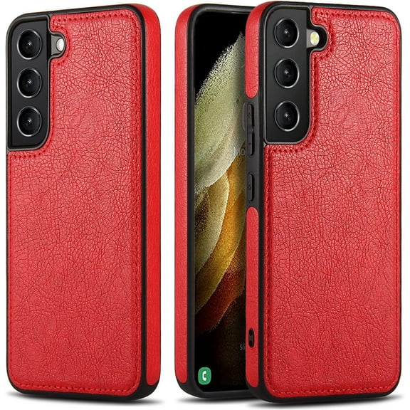 For Samsung Galaxy S22 Plus (6.6'') Leather Case Thin Flexible Soft Grip Luxury Vgean PU Leather Cover Durable Anti-Scratch Full Phone Cases Compatible with Galaxy S22 Plus (6.6")