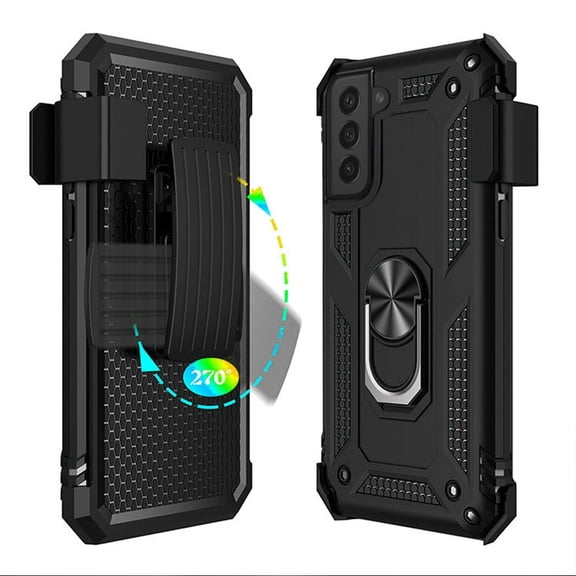 For Samsung Galaxy S22 Plus Belt Clip Holster Ring Stand Holder, Military Grade Fit for Magnetic Car Mount Shockproof Hybrid Cover ,Xpm Phone Case [Black]