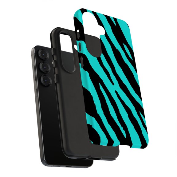 For Samsung Galaxy S22 Plus, Dual-Layer, Bule Zebra Skin Print, USA