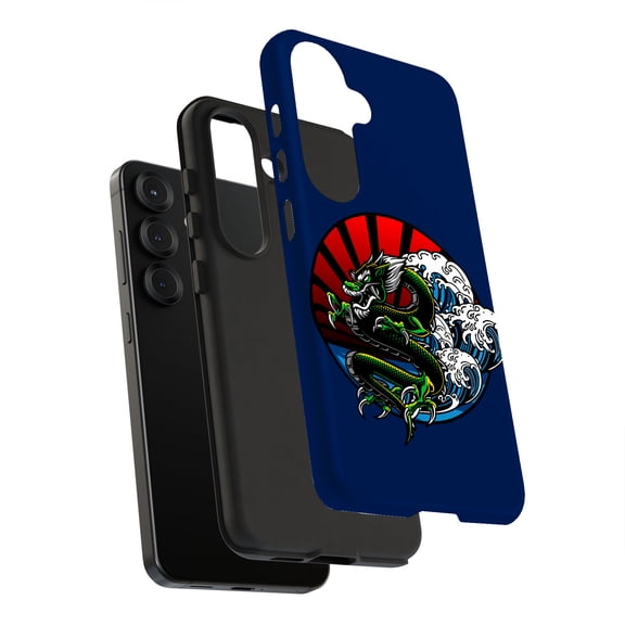 For Samsung Galaxy S22 Plus, Dual-Layer, Japanese Dragon Print, USA