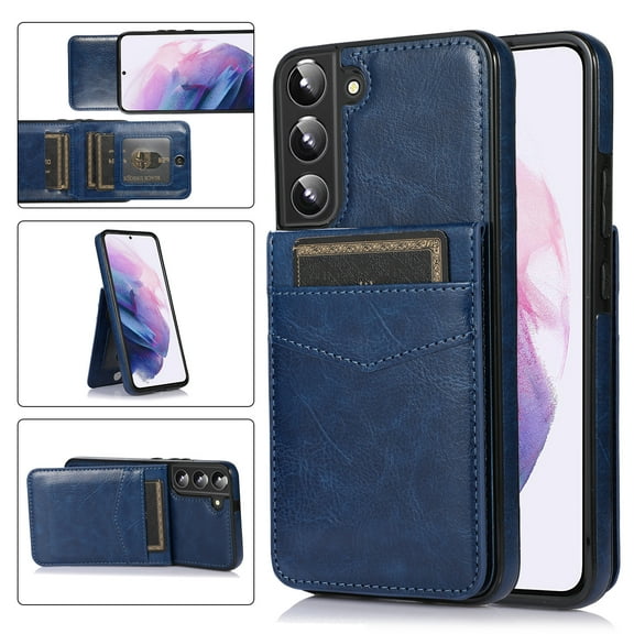 For Samsung Galaxy S22 Plus Wallet Case with Card Holder, Mantto PU Leather Kickstand Card Pocket Slots Shockproof high quality Phone Back Cover For Samsung Galaxy S22 Plus 6.6 INCH - Dark Blue