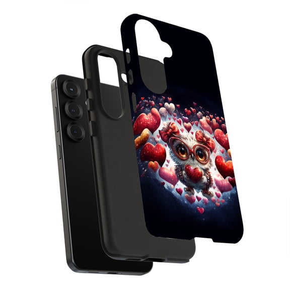 For Samsung Galaxy S22 Ultra, Dual-Layer, Valentine Owl Print, USA
