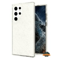 For Samsung Galaxy S22 Ultra Glitter Sparkle Bling Shiny Thin Ultra Slim Hybrid Shockproof Rubber Silicone Soft TPU Gel Phone Case Cover by Xpression [Clear]