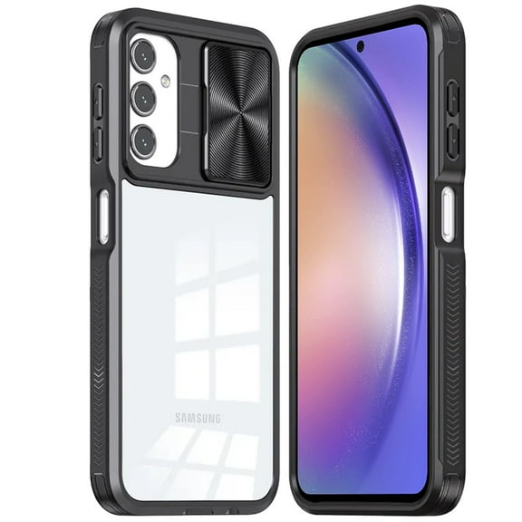 For Samsung Galaxy S22 Ultra Hybrid Cases with Sliding Camera Cover Transparent Shockproof Bumper Protective Cover ,Xpm Phone Case [ Black ]