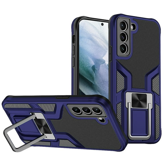 For Samsung Galaxy S22 Ultra Premium 3.0mm Thick Magnetic Ring Kickstand Multiview Cover - Blue