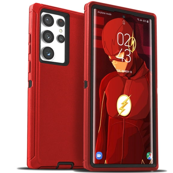For Samsung Galaxy S22 Ultra S22 S22 Plus Protective Heavy Duty Shockproof Hard Rugged Case Military Grade Dropproof Tough Defender Cover Red Black
