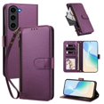 thumbnail image 1 of For Samsung Galaxy S23 5G 6.1-inch Wallet Case Multi-Card Slots Zipper Wallet Leather Phone Case,Dark Purple,For Galaxy S23 (5G), 1 of 10