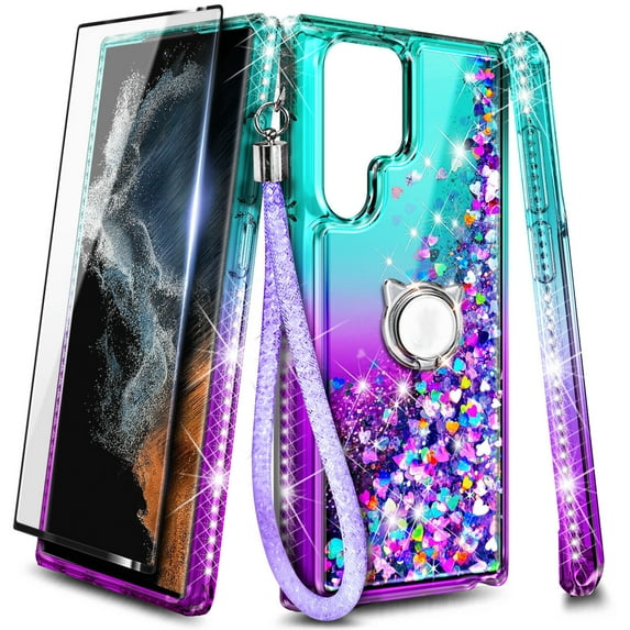 For Samsung Galaxy S23 Case, Glitter Cover with Screen Protector