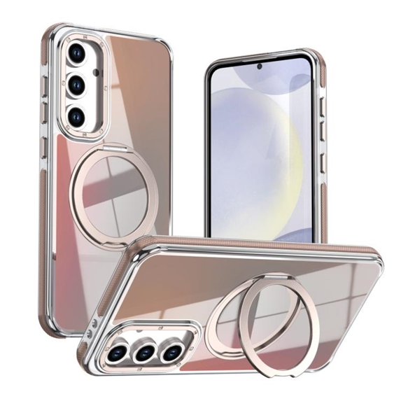 For Samsung Galaxy S23 FE 5G 6.4" Case Bicolor 360° Rotating Bracket Slim Fit Shockproof Magnetic Phone Case,Gold,For Galaxy S23 FE 5G