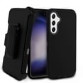 thumbnail image 1 of For Samsung Galaxy S23 FE 5G Heavy Duty Multi Layer Case With Built in Screen And Holster Belt Clip - Black, 1 of 5
