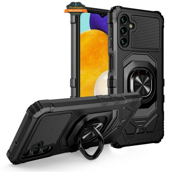 For Samsung Galaxy S23 FE /Fan Edition Hybrid Magnetic Car Mount Ring Kickstand Stand Holder Armor [Military Grade] Phone Case Cover by Xpression - Black