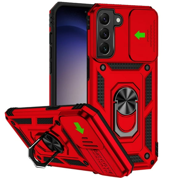 For Samsung Galaxy S23 FE /Fan Edition Hybrid Stand, Camera Lens Protection & 360° Rotate Ring Kickstand, Shockproof Bumper Cover ,Xpm Phone Case [ Red ]