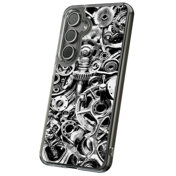 For Samsung Galaxy S23, Hybrid Clear, Racing Engine 3 Print, USA