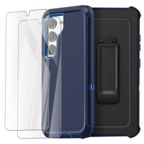 For Samsung Galaxy S23 Plus Case Heavy Duty Rugged Shockproof Cover With Waist Clip Come With 2X Screen Protector ,Blue/Dark Blue
