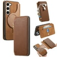thumbnail image 1 of For Samsung Galaxy S23 Plus Case with RFID Blocking Card Holder for Women Men,Compatible with MagSafe,Detachable Wallet 2 in 1 PU Leather Magnetic Snap Flip Kickstand Zipper Pouch Phone Case,Brown, 1 of 9