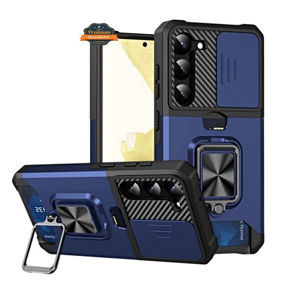 For Samsung Galaxy S23+ Plus Wallet Case Designed with Camera Protection, Card Slot & Ring Kickstand Magnetic Car Mount Phone Case Cover by Xpression - Blue