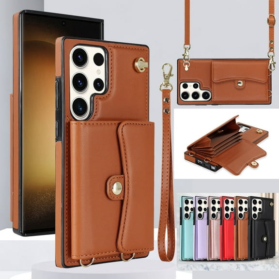 For Samsung Galaxy S23+/S23/S23 Ultra Case Cover, Shockproof Luxury Leather RFID Blocking Card Pocket Stand Slim Wallet Cover