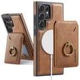 thumbnail image 1 of For Samsung Galaxy S23 Ultra Case with Credit Card Holder,Ring Holder,Phone PU Leather Case Wallet for Women Men  Magnetic Detachable 2-in-1 Wallet Card,Shockproof Rugged Phone Case,Brown, 1 of 10