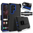 thumbnail image 1 of For Samsung Galaxy S23 Ultra Case,Takfox Holster Phone Case with Built-in Screen Protector Swivel Belt Clip [3 Layers] Heavy Duty Full Body Protection Shockproof Kickstand Cover- Black/Blue, 1 of 10