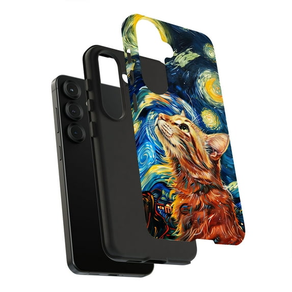For Samsung Galaxy S23 Ultra, Dual-Layer, Cat Night 3 Print, USA