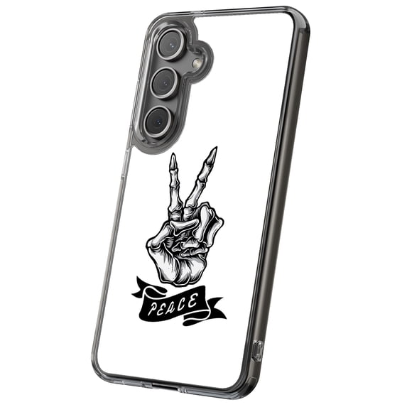 For Samsung Galaxy S23 Ultra, Hybrid Clear, Peace Skeleton Print, USA