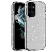 For Samsung Galaxy S23 Ultra Transparent Crystal Glitter Shiny Sparkle Bling TPU Rubber Hard PC Back Hybrid Armor Frame Cover ,Xpm Phone Case [ Gray Smoke ]
