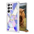 thumbnail image 1 of For Samsung Galaxy S24 5G Fashion Design Pattern Hybrid Ring Kickstand Bling Diamond Hard PC TPU Protective Phone Case Cover by Xpression - Purple Marble Rhombic, 1 of 9