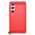 thumbnail image 1 of For Samsung Galaxy S24 5G Hybrid Texture Brushed Metal Soft TPU Sillicone Flexible Rubber Slim Fit Rugged Shockproof Phone Case Cover by Xpression - Red, 1 of 10
