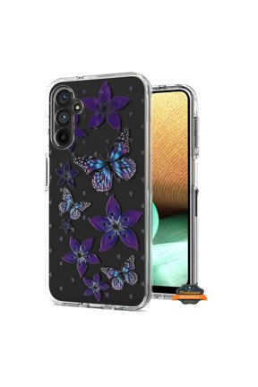 For Samsung Galaxy S24 5G Hybrid Trendy Image Patterns Design Transparent Hard Back Shockproof TPU Rubber Phone Case Cover by Xpression - Butterflies